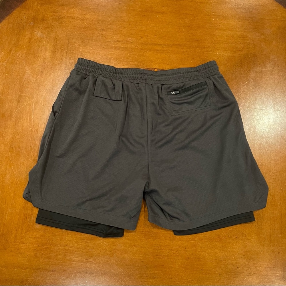 Surenow Men’s 2 in 1 Running Shorts Quick Dry with Liner XXL Dark Gray Workout - Picture 5 of 16